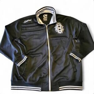 Y2K Ecko Unltd. Mens 2XL Authentic Black/White Hi-Neck Full Zip Track Jacket